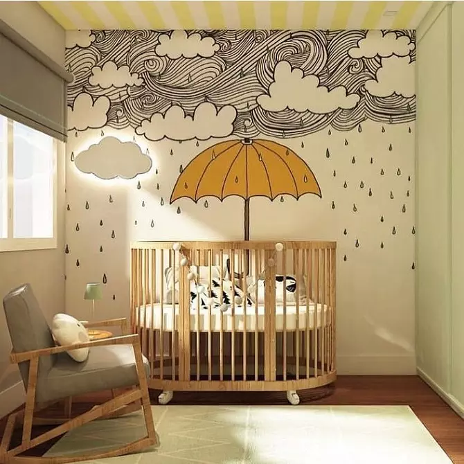 لوحة الجدران في غرفة الأطفال: الأفكار الأصلية التي يمكن تنفيذها بواسطة 8013_12