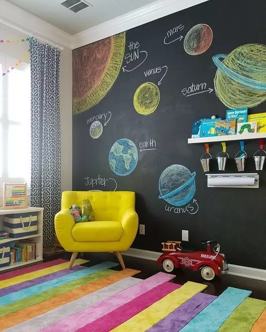 A falak festése a gyermekszobában: az eredeti ötletek, amelyeket végre lehet hajtani 8013_22