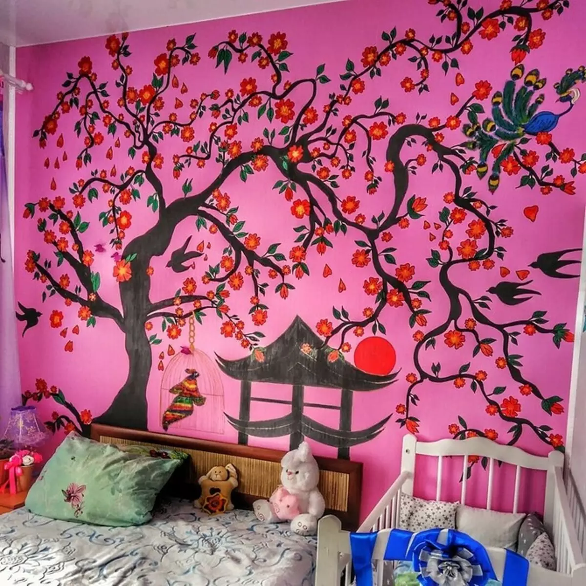 Сликање зидова у дечјој соби: оригиналне идеје које могу да спроведу 8013_48