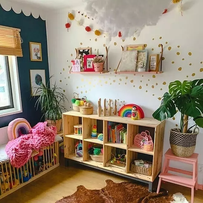 Slikanje stene v otroški sobi: izvirne ideje, ki jih lahko izvajajo 8013_78
