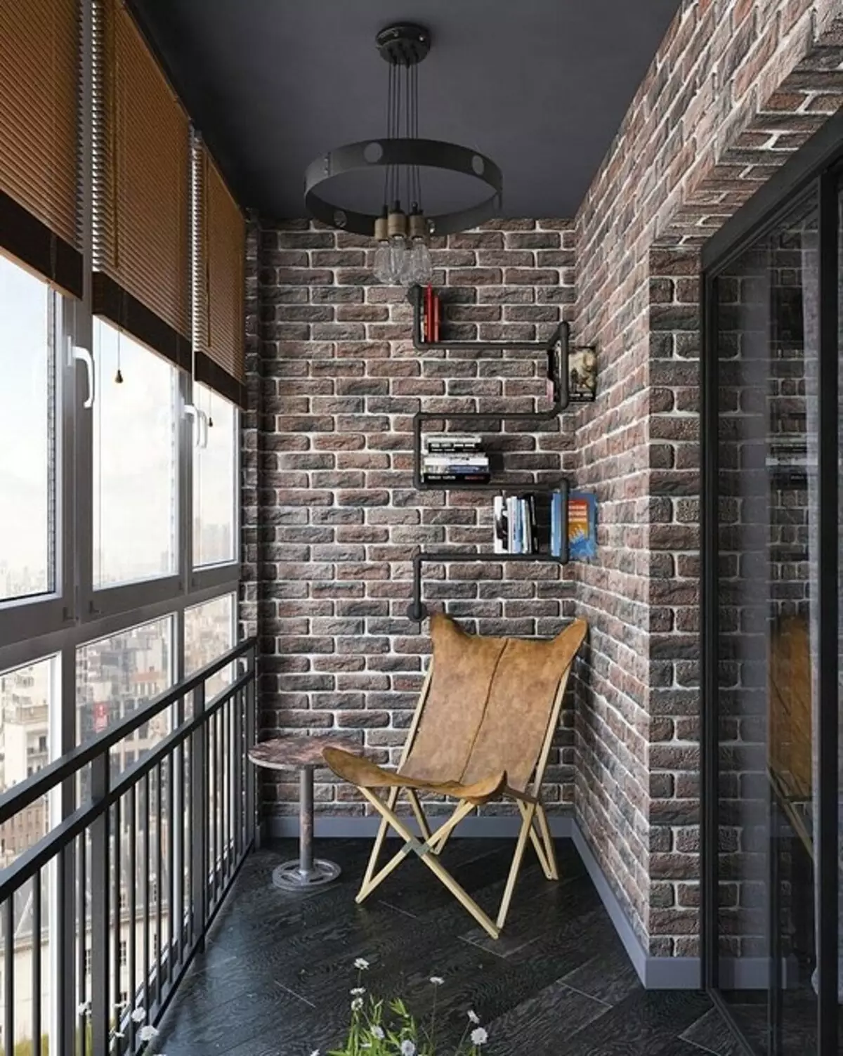 LOFT Balkon Design: Wéi ee klengen Raum korrekt maachen 8059_22