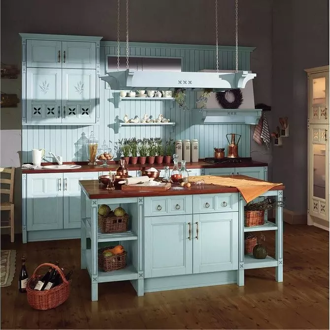 چگونه برای ایجاد یک طراحی آشپزخانه روشن از رنگ فیروزه ای و جلوگیری از خطاها؟ 8228_138