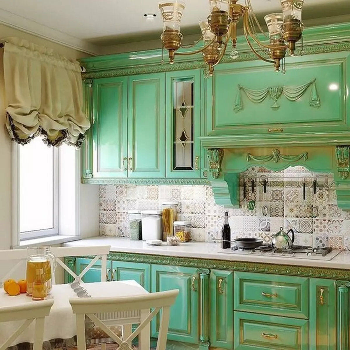 How to create a bright kitchen design of turquoise color and prevent errors? 8228_143