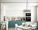 Come creare un design di cucina luminoso di colore turchese e impedire errori? 8228_164