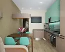 Bagaimana cara membuat desain dapur cerah dari warna pirus dan mencegah kesalahan? 8228_19