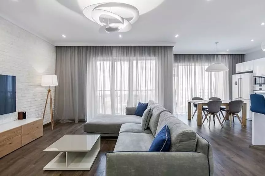 Dizaina dzīvojamā istaba augsto tehnoloģiju stilā: kā padarīt to ērtāku? 8235_138
