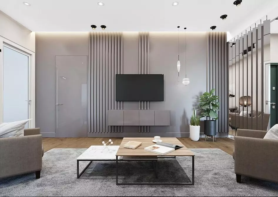 Dizaina dzīvojamā istaba augsto tehnoloģiju stilā: kā padarīt to ērtāku? 8235_19