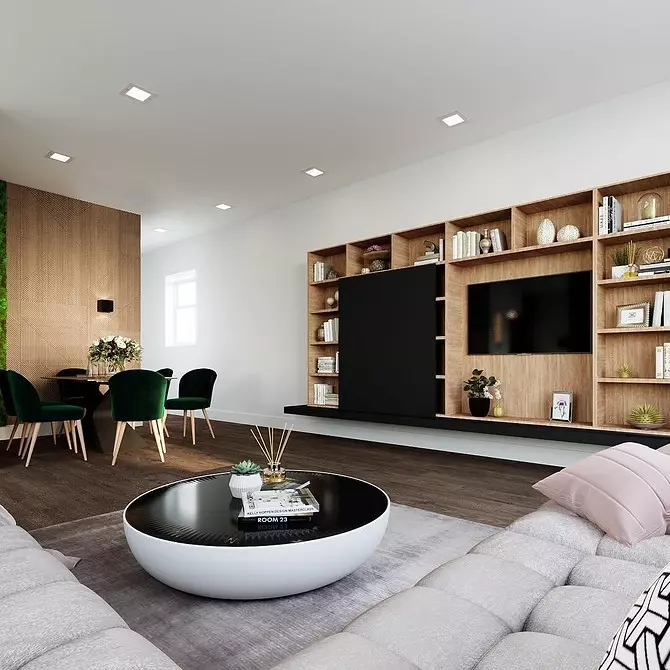 Dizaina dzīvojamā istaba augsto tehnoloģiju stilā: kā padarīt to ērtāku? 8235_28
