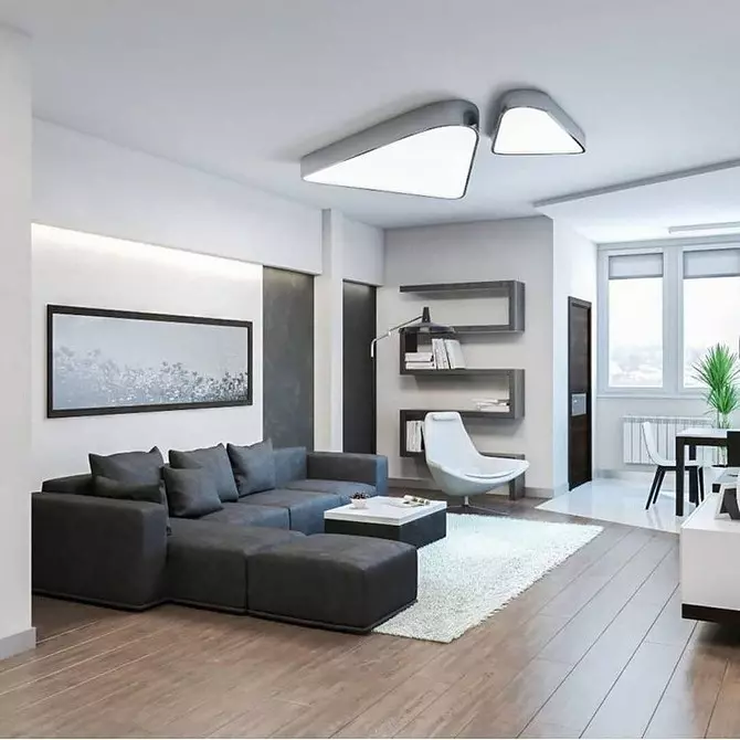 Dizaina dzīvojamā istaba augsto tehnoloģiju stilā: kā padarīt to ērtāku? 8235_49