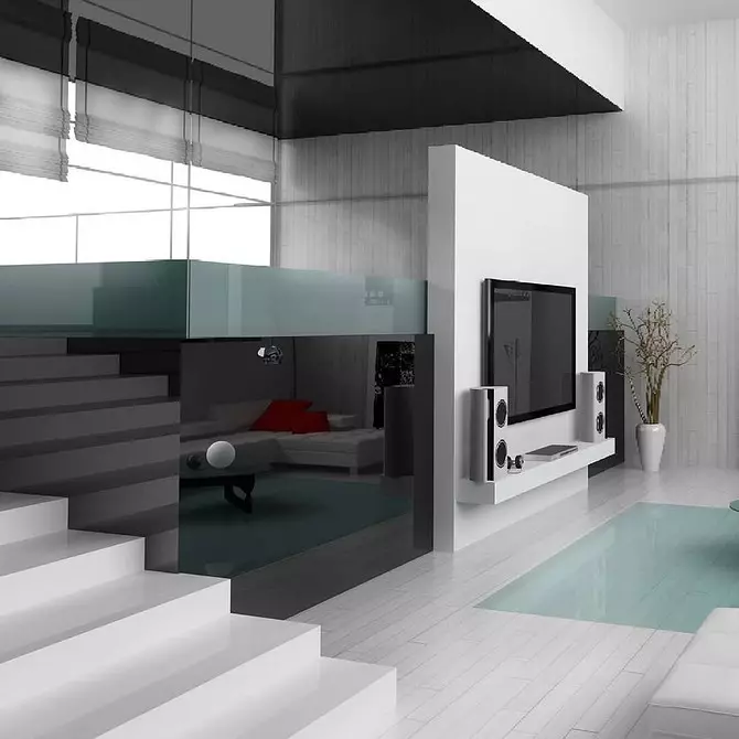 Dizaina dzīvojamā istaba augsto tehnoloģiju stilā: kā padarīt to ērtāku? 8235_88