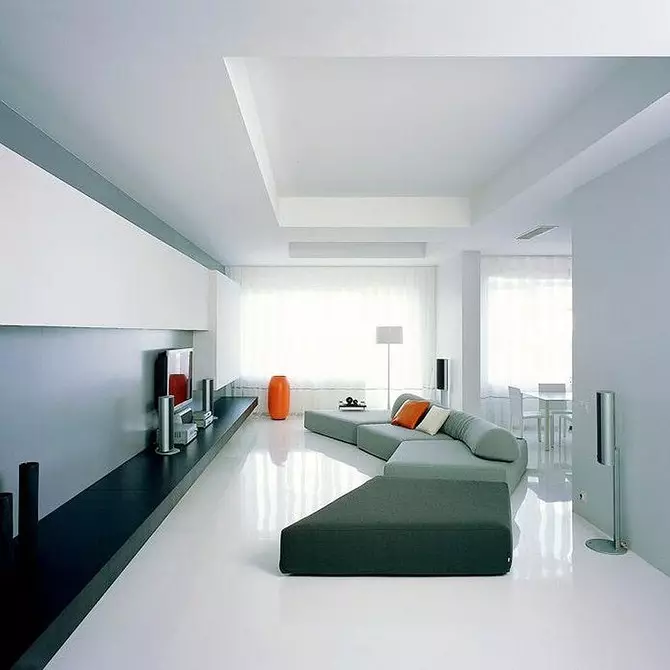 Дизајн дневна соба во високотехнолошки стил: Како да се направи поудобно? 8235_90