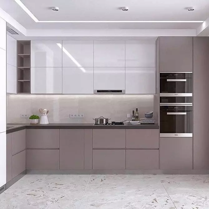 Cucine combinate: come combinare la parte superiore della luce e il fondo scuro 8243_157