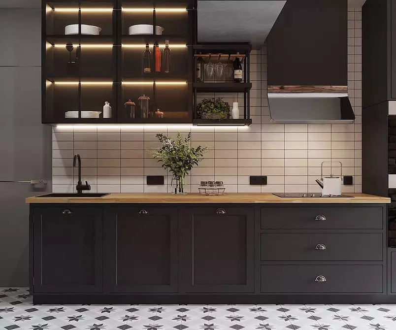 Как да създадем красив дизайн на кухня в тавански стил на всеки квадрат 8273_42