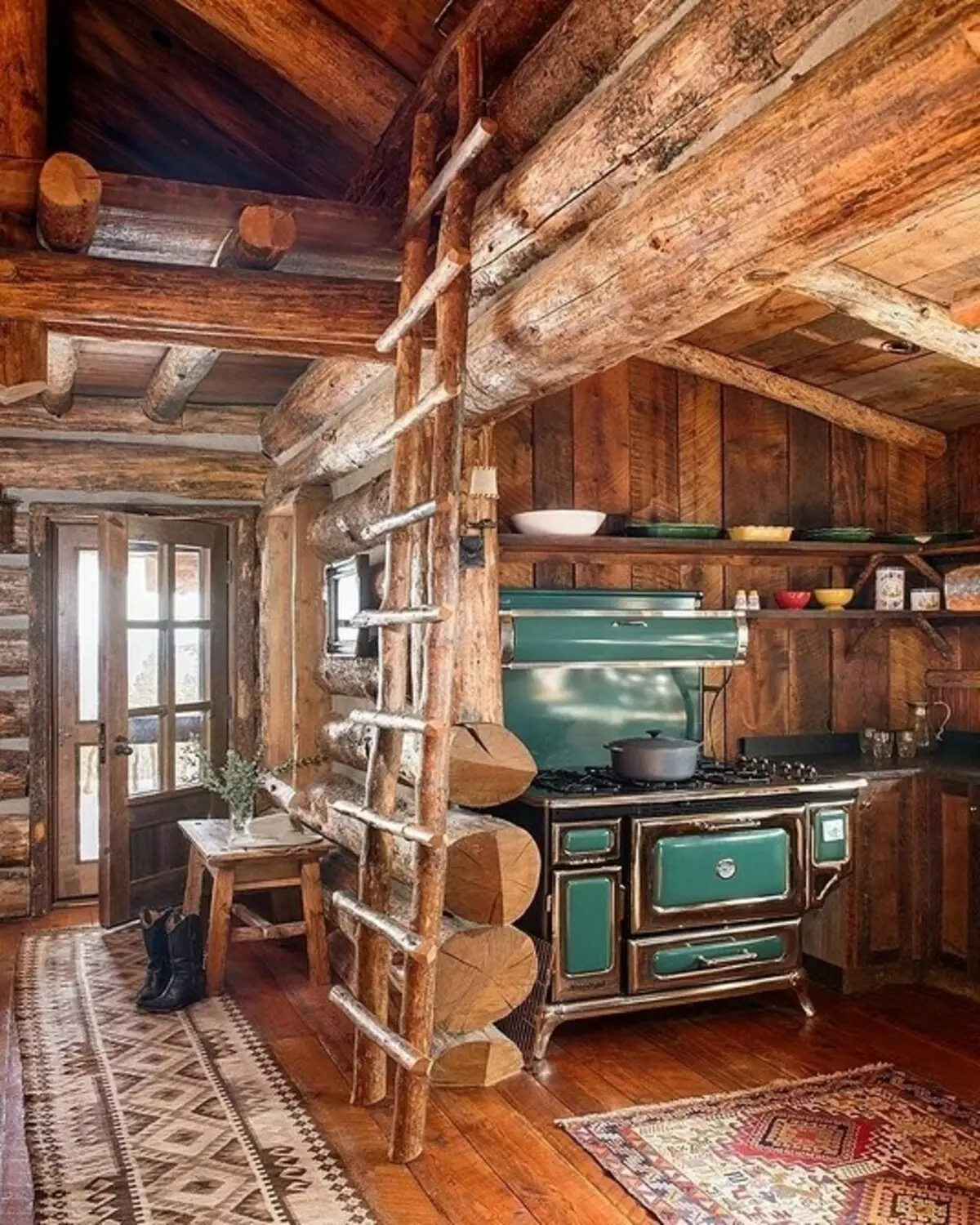 طراحی آشپزخانه در خانه های چوبی (66 عکس) 8281_102