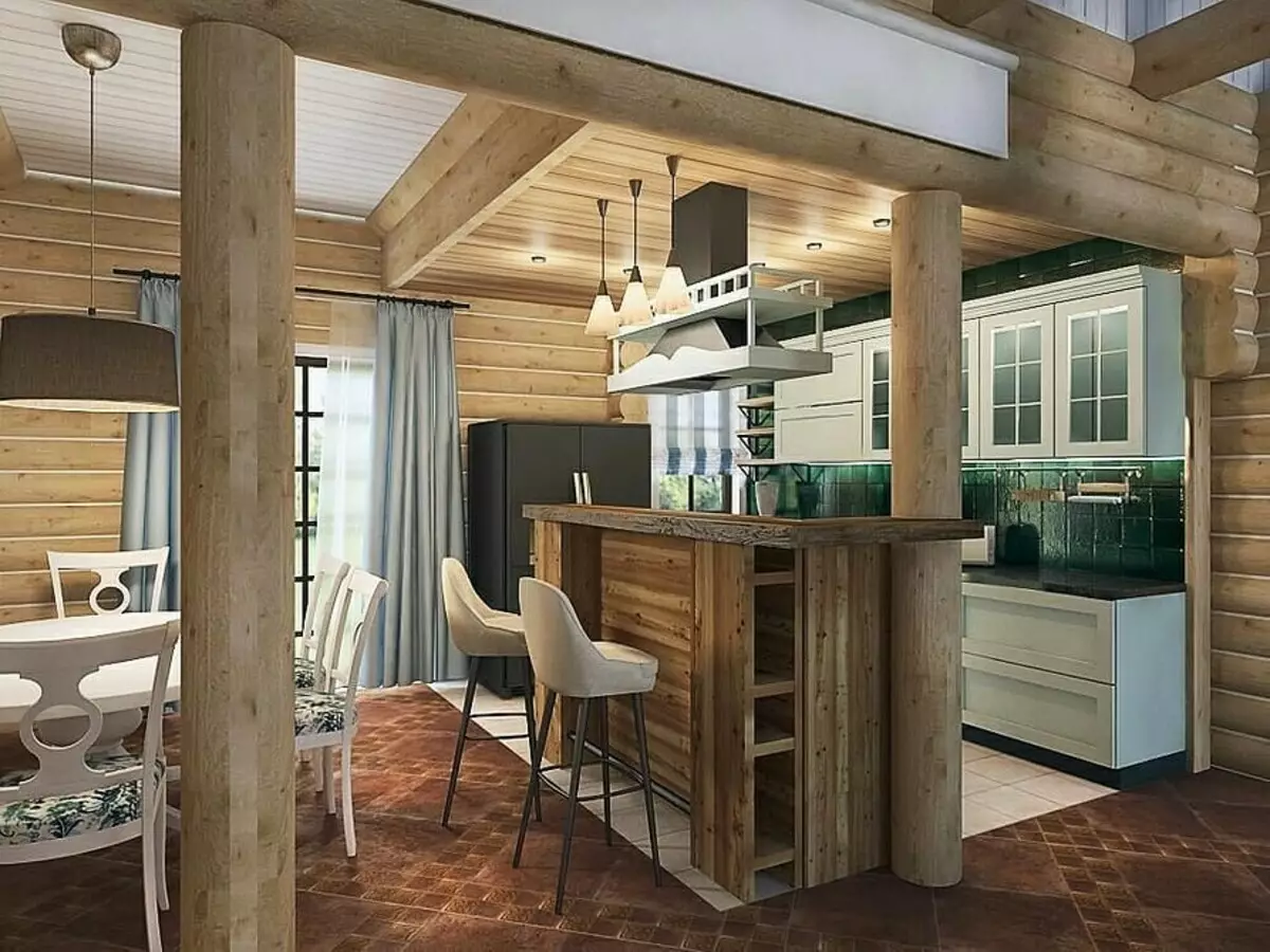 Kuchyňský design v dřevěném domě (66 fotografií) \ t 8281_138