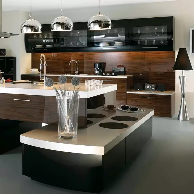 Kitchen Design katika style high-tech (66 picha) 8302_109