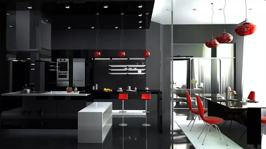 Kitchen Design katika style high-tech (66 picha) 8302_60