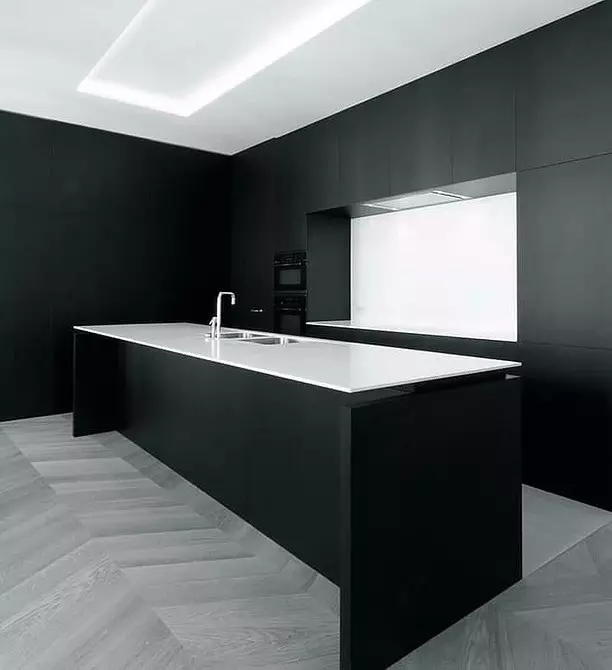 سیاہ اور سفید باورچی خانے کے ڈیزائن: 80 متضاد اور بہت سجیلا خیالات 8339_157