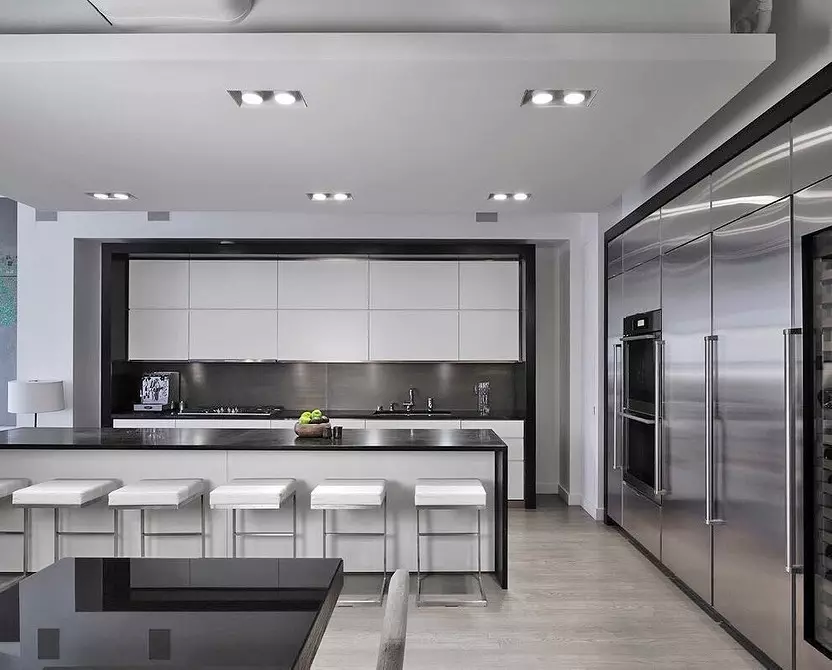 سیاہ اور سفید باورچی خانے کے ڈیزائن: 80 متضاد اور بہت سجیلا خیالات 8339_158