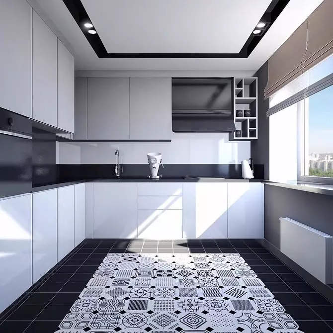 سیاہ اور سفید باورچی خانے کے ڈیزائن: 80 متضاد اور بہت سجیلا خیالات 8339_160