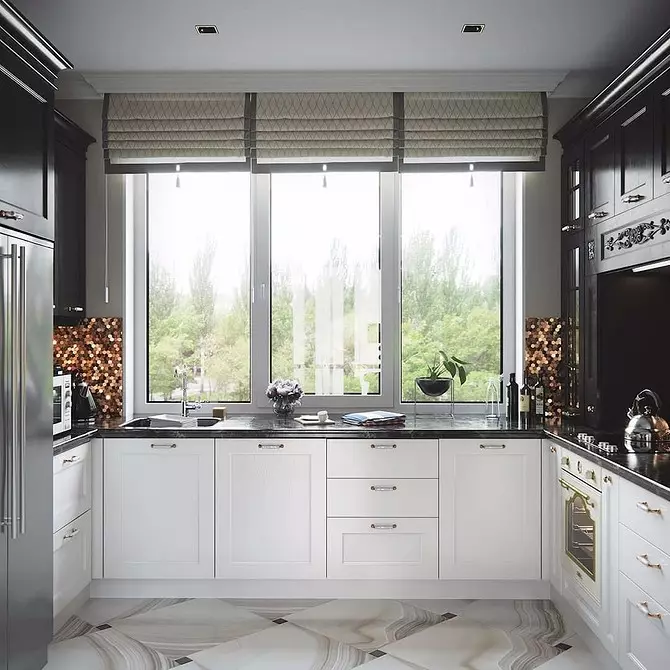 سیاہ اور سفید باورچی خانے کے ڈیزائن: 80 متضاد اور بہت سجیلا خیالات 8339_49