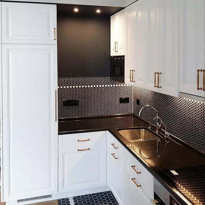 سیاہ اور سفید باورچی خانے کے ڈیزائن: 80 متضاد اور بہت سجیلا خیالات 8339_56