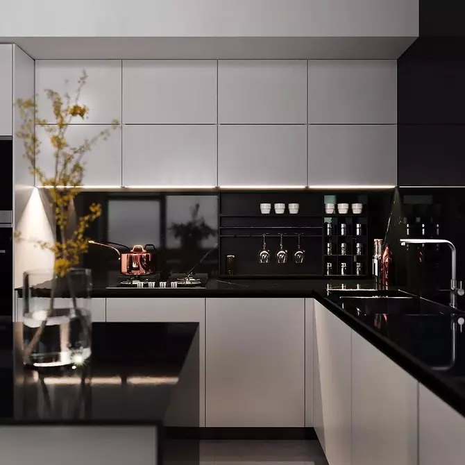 Mustavalkoinen keittiön muotoilu: 80 kontrastia ja erittäin tyylikkäitä ideoita 8339_85