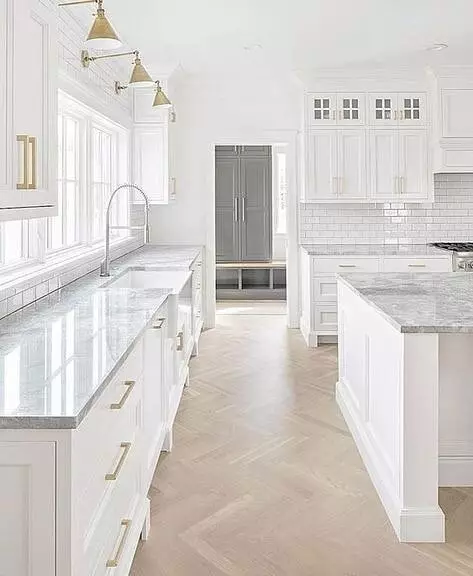 Dapur kelabu-putih: Tips pada reka bentuk yang betul dan 70 contoh 8364_28