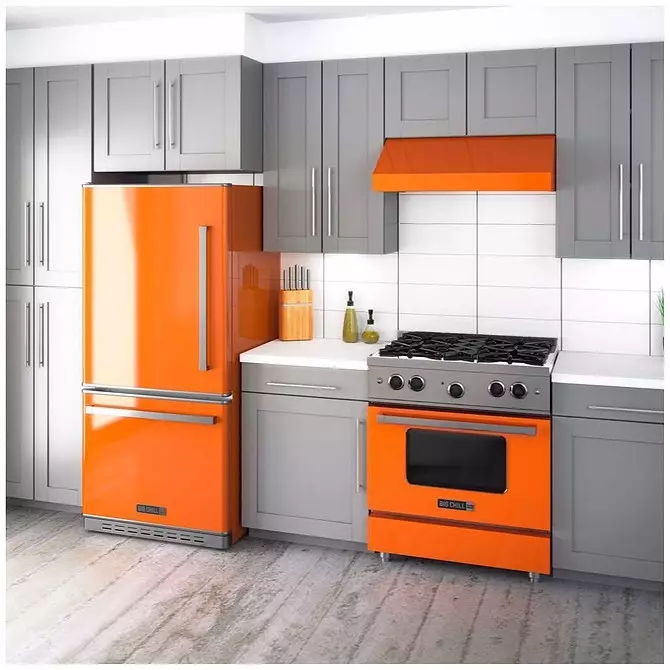 Cuisine orange à l'intérieur: nous désassemblons les avantages, les inconvénients et les combinaisons de couleurs réussies 8372_18