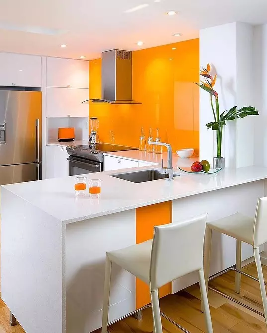 Kuzhinë portokalli në brendësi: Ne çmontojmë pro, kundër dhe kombinime të suksesshme të ngjyrave 8372_29