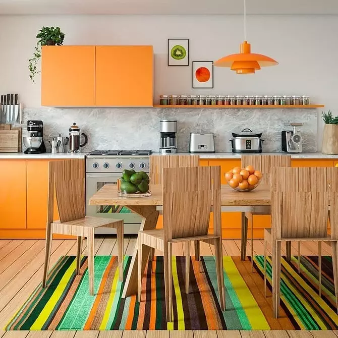 Kuzhinë portokalli në brendësi: Ne çmontojmë pro, kundër dhe kombinime të suksesshme të ngjyrave 8372_43