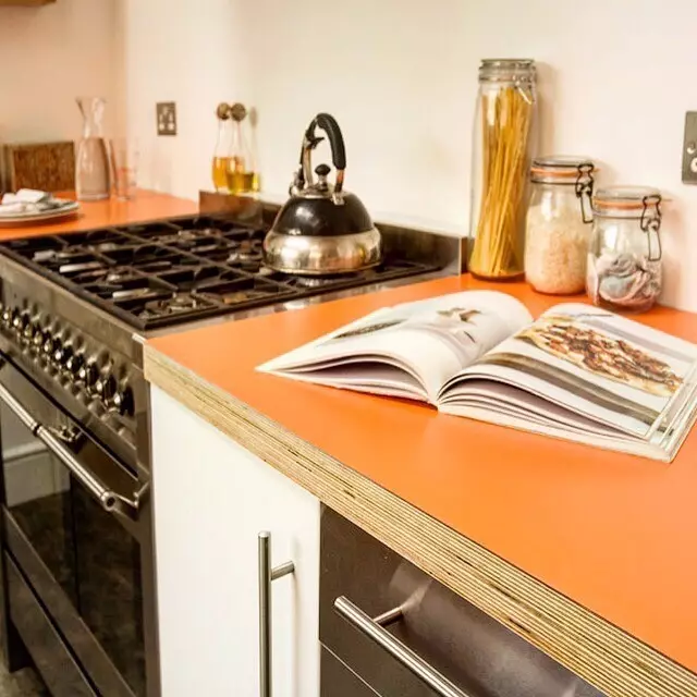 Cociña laranxa no interior: desmontamos os pros, contras e combinacións de cores exitosas 8372_45