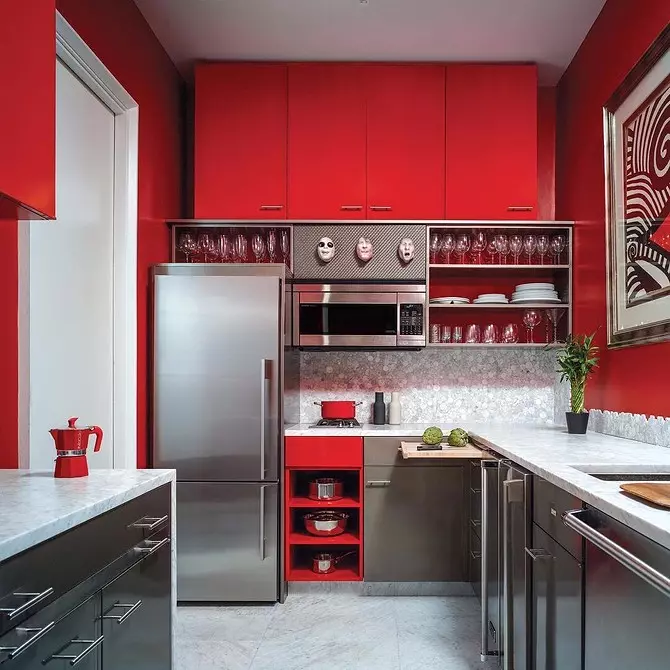 Red Kitchen Design: 73 Mga Halimbawa at Interior Design Tips 8392_49