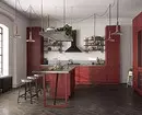 Crveni kuhinja dizajn: 73 Primjeri i dizajn interijera 8392_52
