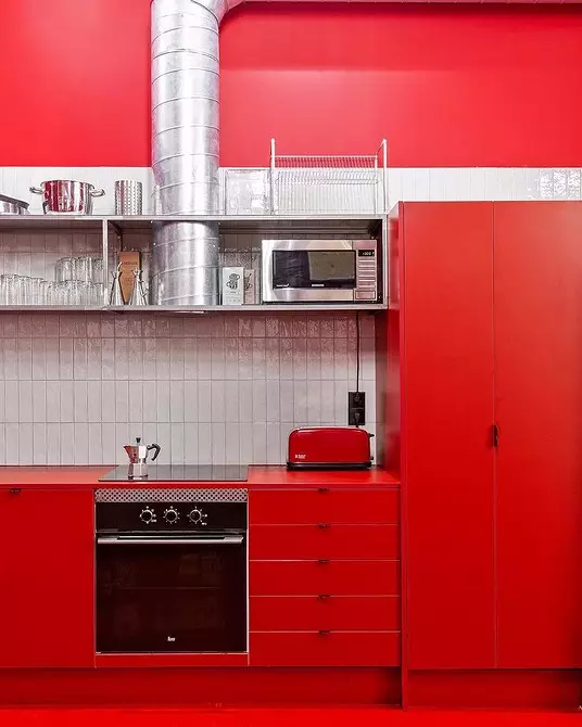 Červená kuchyňský design: 73 příkladů a interiérových tipů 8392_9