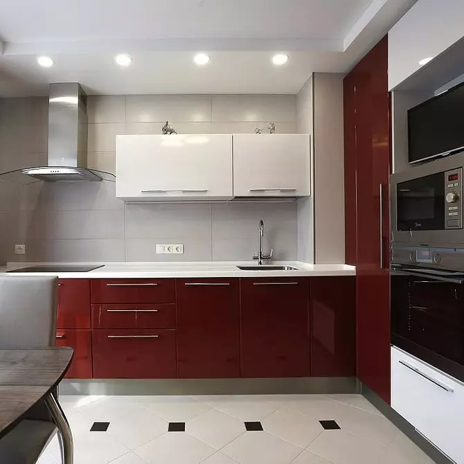 Crveni kuhinja dizajn: 73 Primjeri i dizajn interijera 8392_99