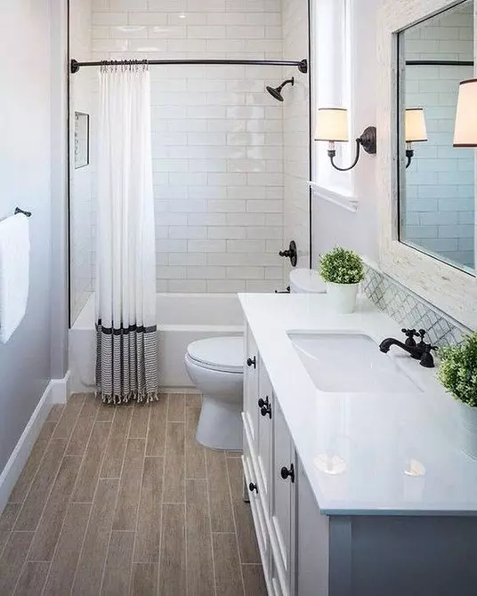 55 hermosos interiores de baño con azulejos blancos. 8406_36