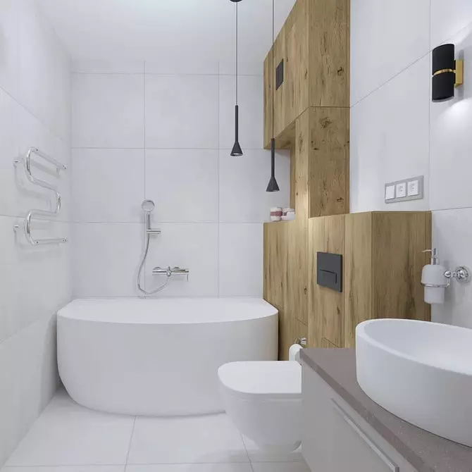 55 hermosos interiores de baño con azulejos blancos. 8406_50