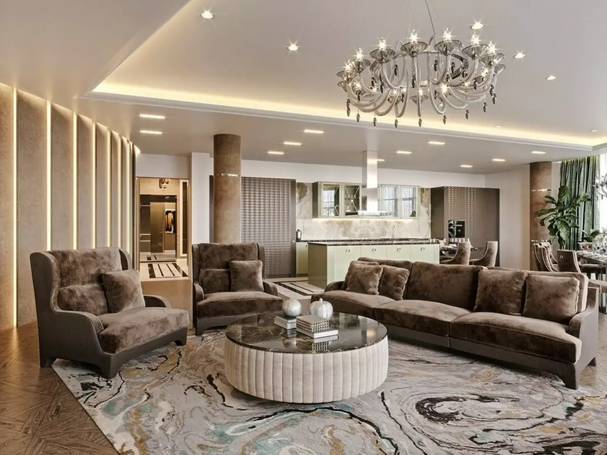 Ние го декорираме дизајнот на дневната соба во стилот на уметност Nouveau: 76 луксузни примери 8408_154