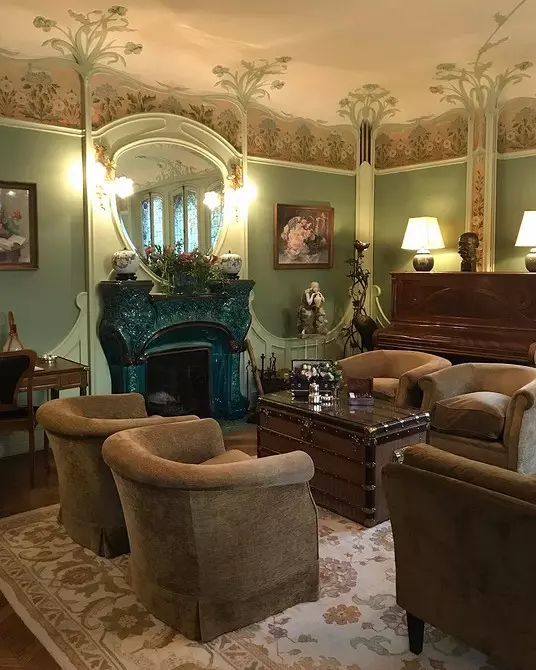 Ne e dekorojmë hartimin e dhomës së ndenjes në Art Nouveau Style: 76 shembuj luksoze 8408_68