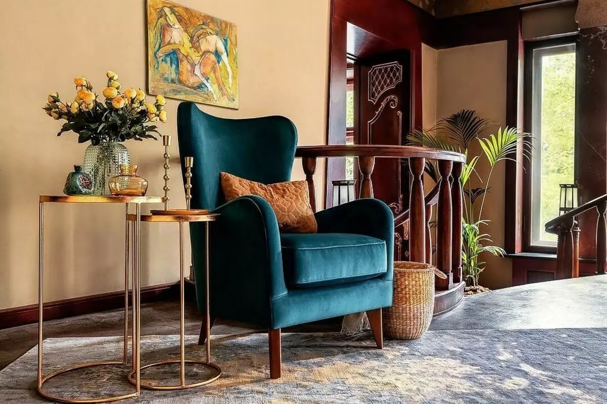 Mēs deconors dizains dzīvojamā istaba jūgendstila stilā: 76 luksusa piemēri 8408_91