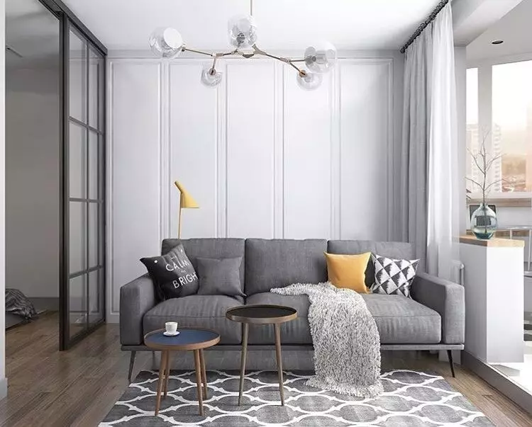 Dizajni i dhomës së jetesës në stilin skandinav: 6 parimet kryesore 8410_104