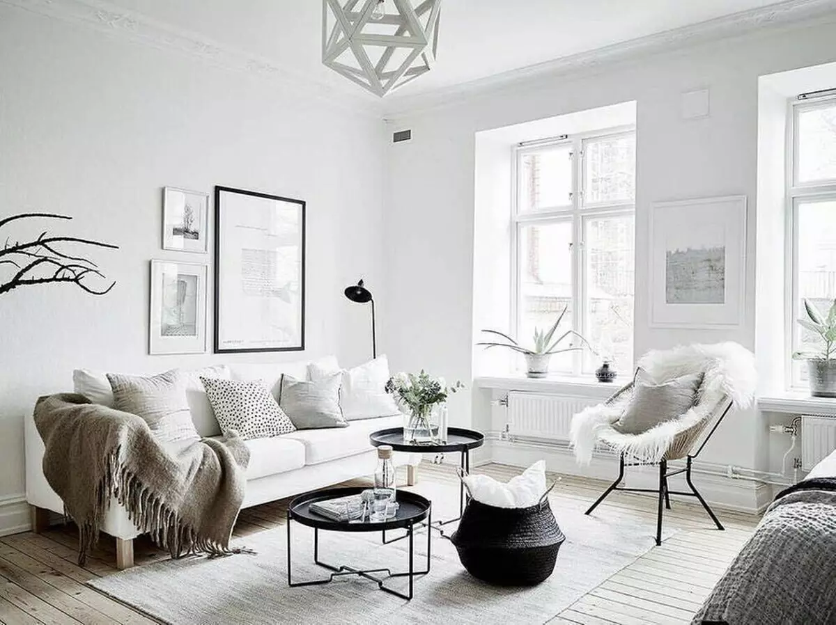 Deseño de sala de estar en estilo escandinavo: 6 principios principais 8410_18