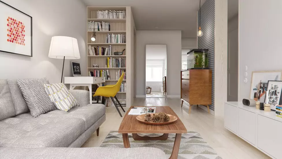 Deseño de sala de estar en estilo escandinavo: 6 principios principais 8410_52