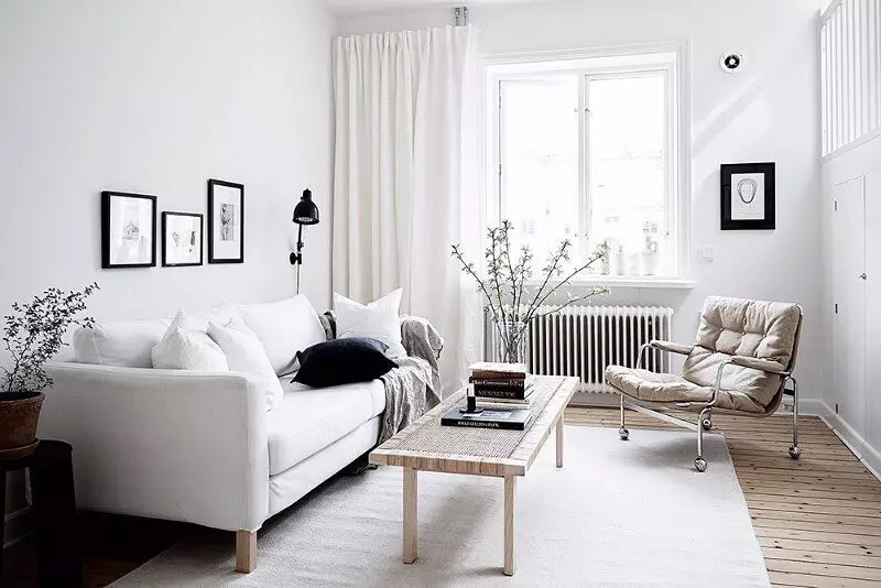 Living room design sa Scandinavian Style: 6 pangunahing prinsipyo 8410_74