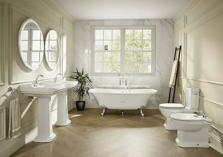 Klasik tarzda banyo: tasarım için ipuçları ve güzel tasarım 65 örnek 8426_10
