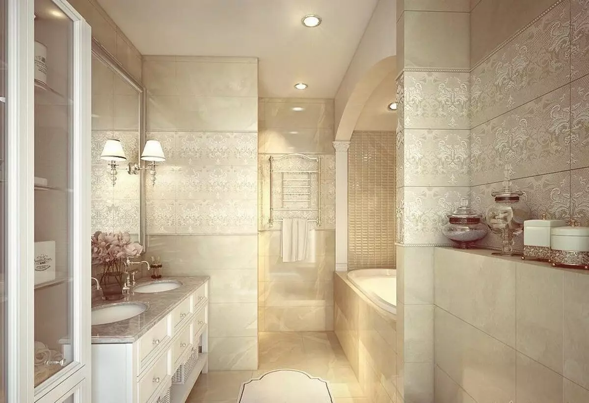 Kamar mandi dalam gaya klasik: Tips untuk desain dan 65 contoh desain yang indah 8426_103