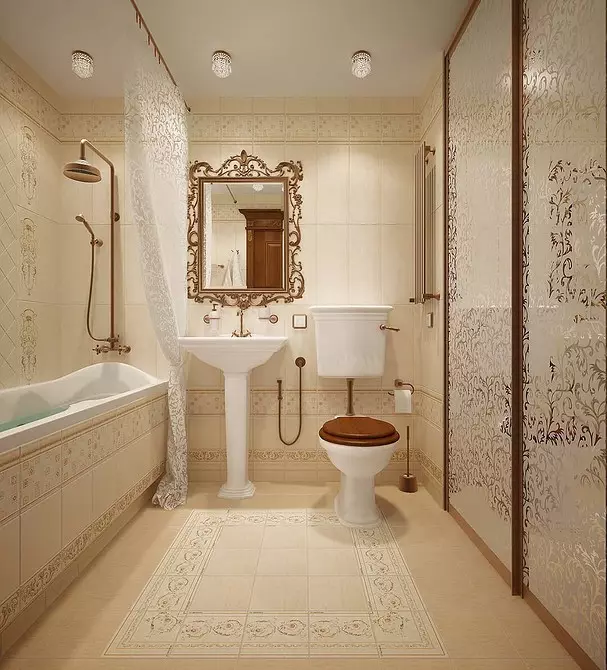 Kamar mandi dalam gaya klasik: Tips untuk desain dan 65 contoh desain yang indah 8426_14