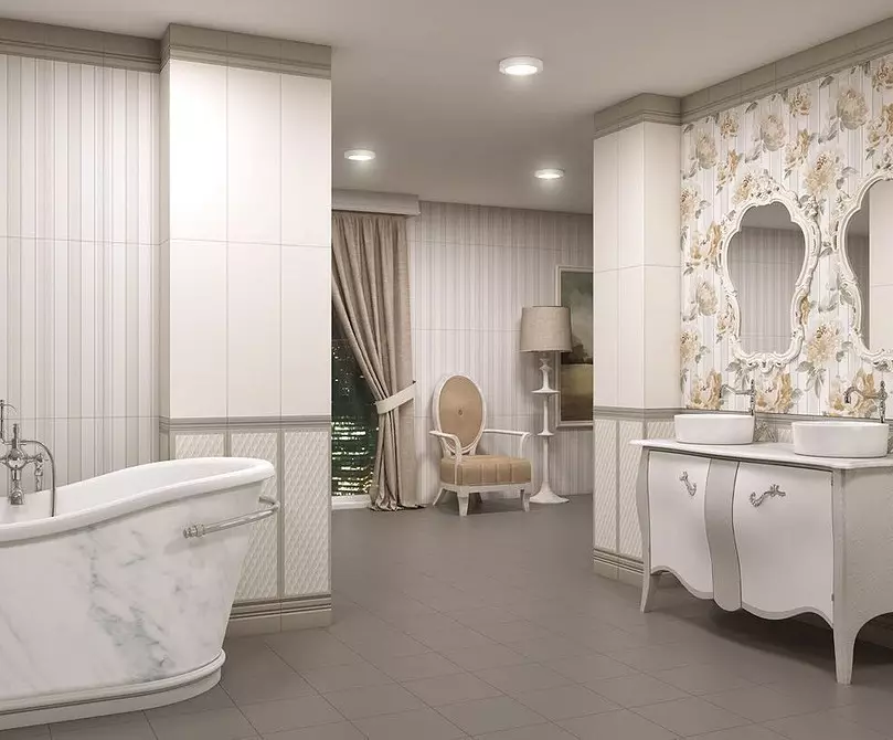 Bathroom In Classic Style: Serişteyên ji bo sêwiranê û 65 nimûneyên sêwirana bedew 8426_47