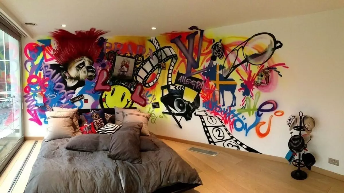 Graffiti di apartmen: Bagaimana untuk menggunakannya dan lukiskan diri anda 8428_26
